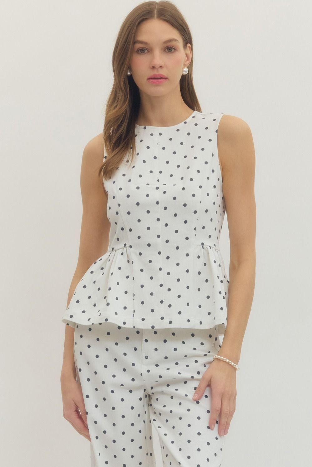 Candice Ruffle Hem Polka Dot Top