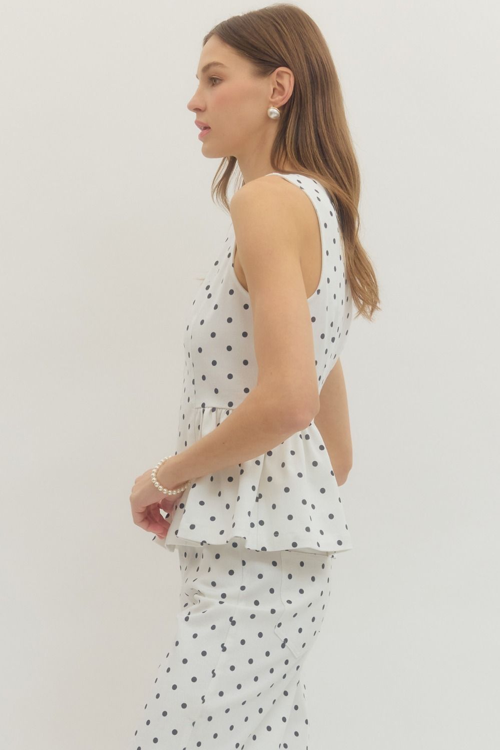 Candice Ruffle Hem Polka Dot Top
