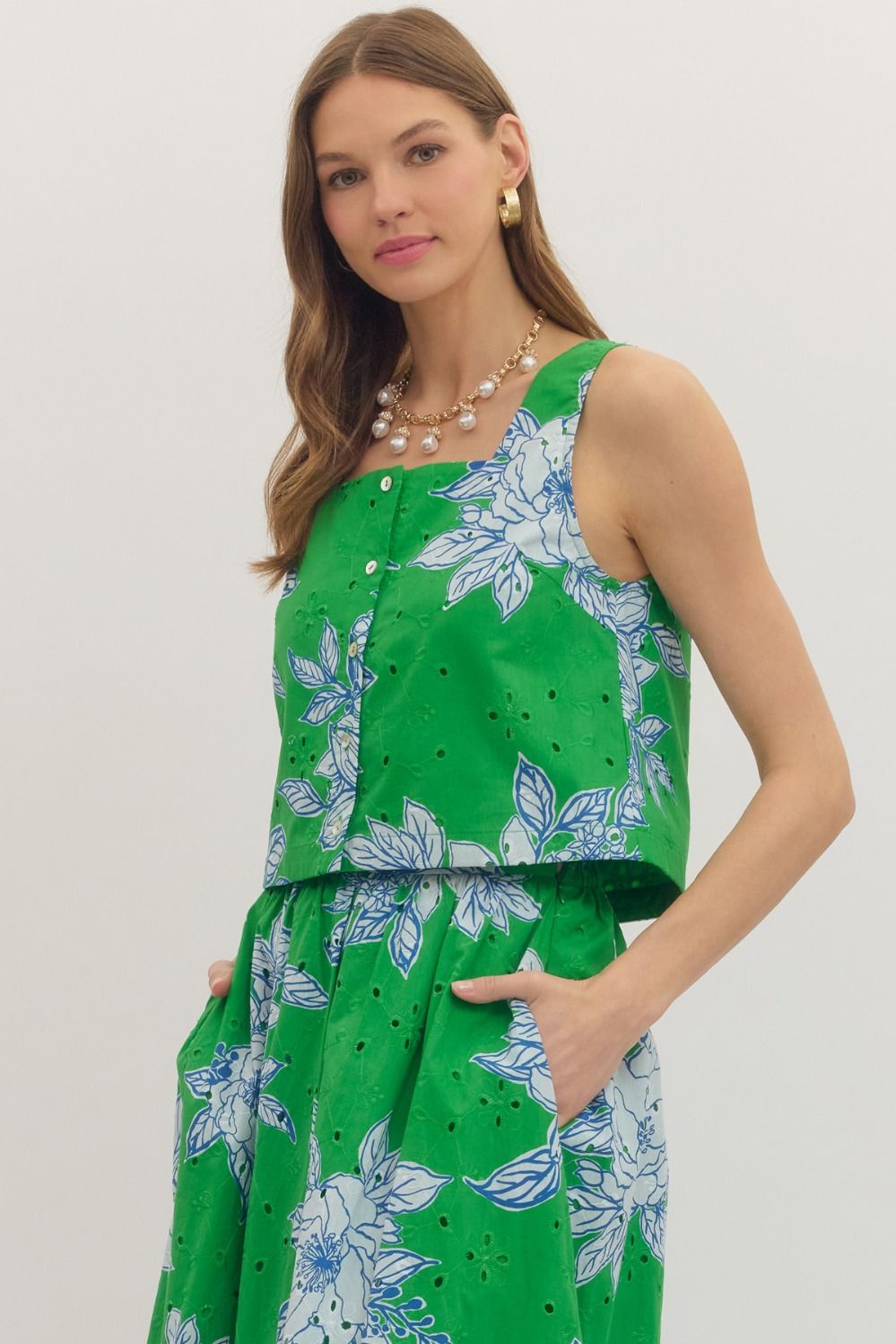Mary Beth Eyelet Boxy Tank