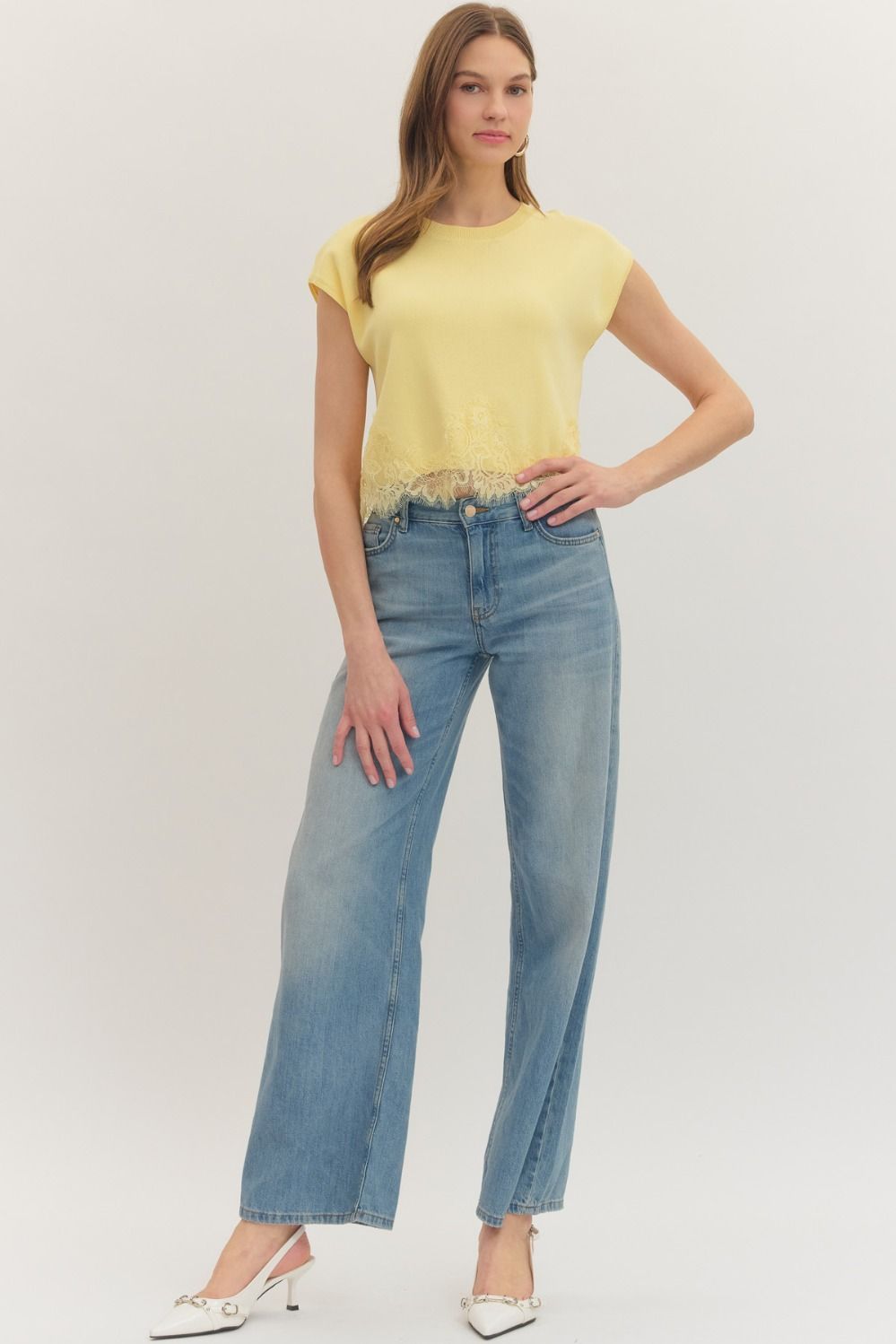 Lace Trim Boxy Tee