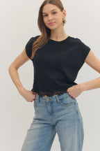 Lace Trim Boxy Tee