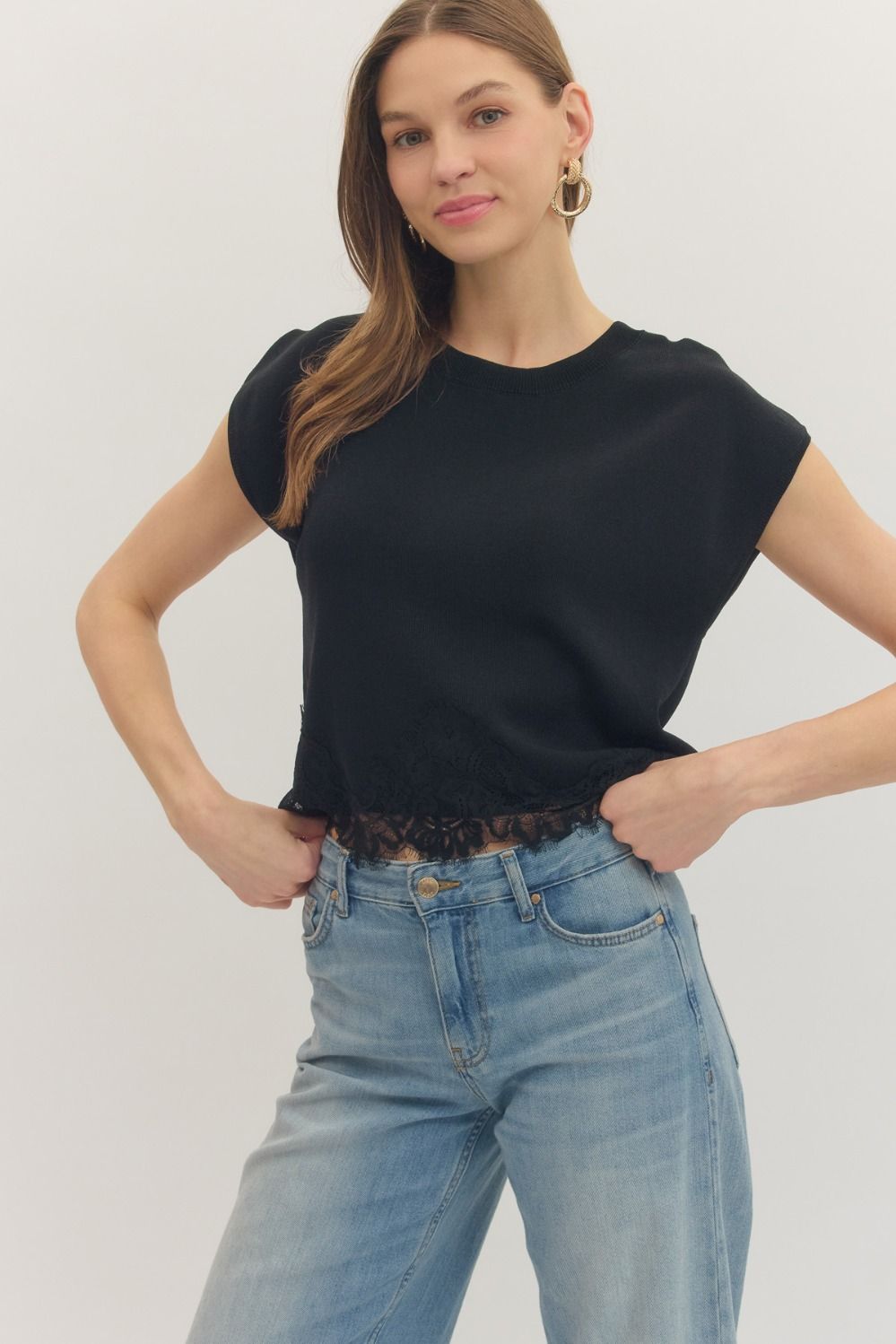 Lace Trim Boxy Tee