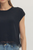 Lace Trim Boxy Tee