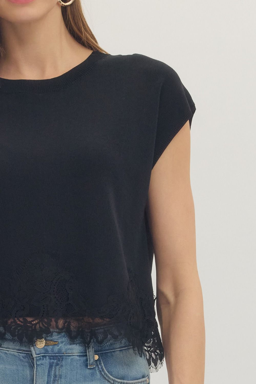Lace Trim Boxy Tee