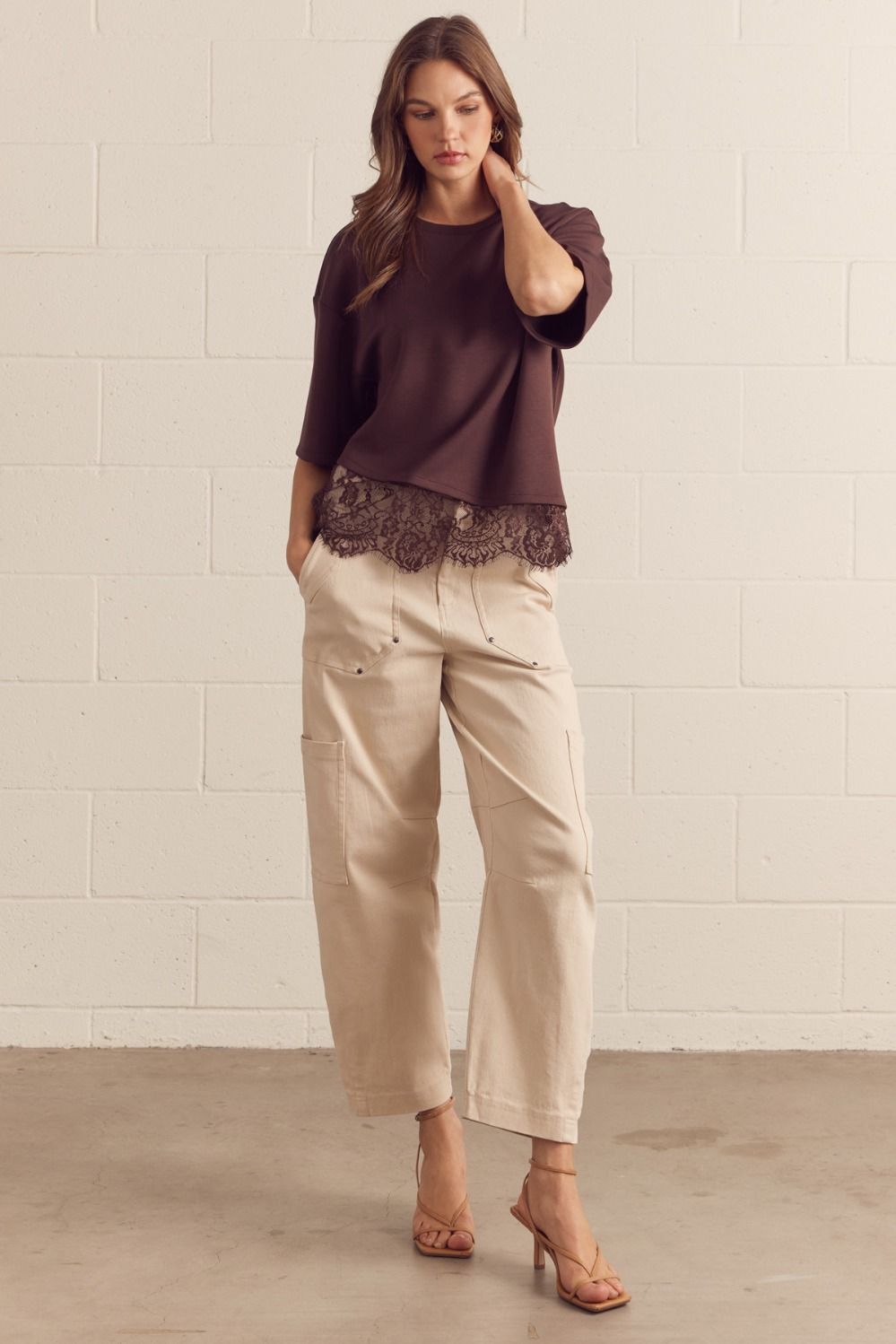 Lace Detail Oversized Tee