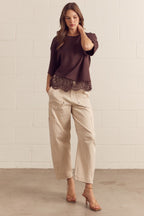 Lace Detail Oversized Tee