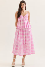 Watercolor Windowpane Maxi Skirt