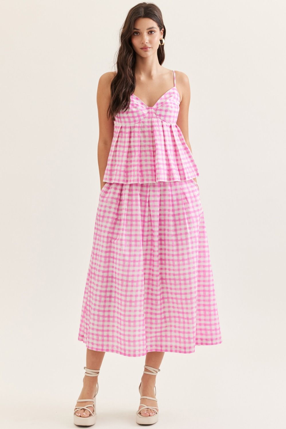 Watercolor Windowpane Maxi Skirt