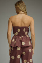 Heidy Polka Peplum Strapless Top