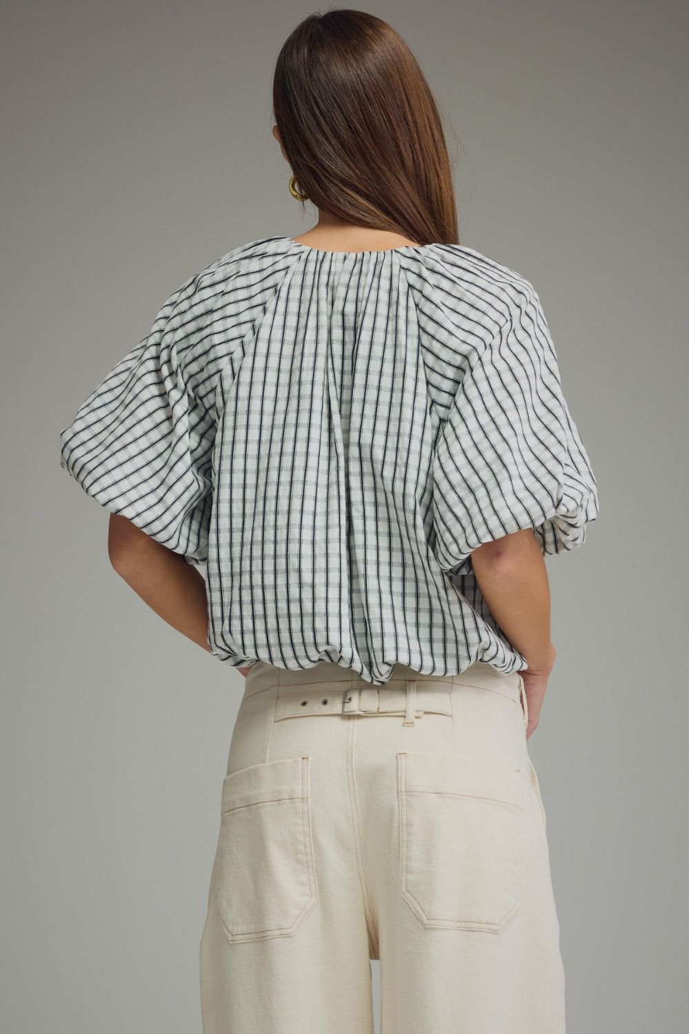 Vera Drawstring Check Top