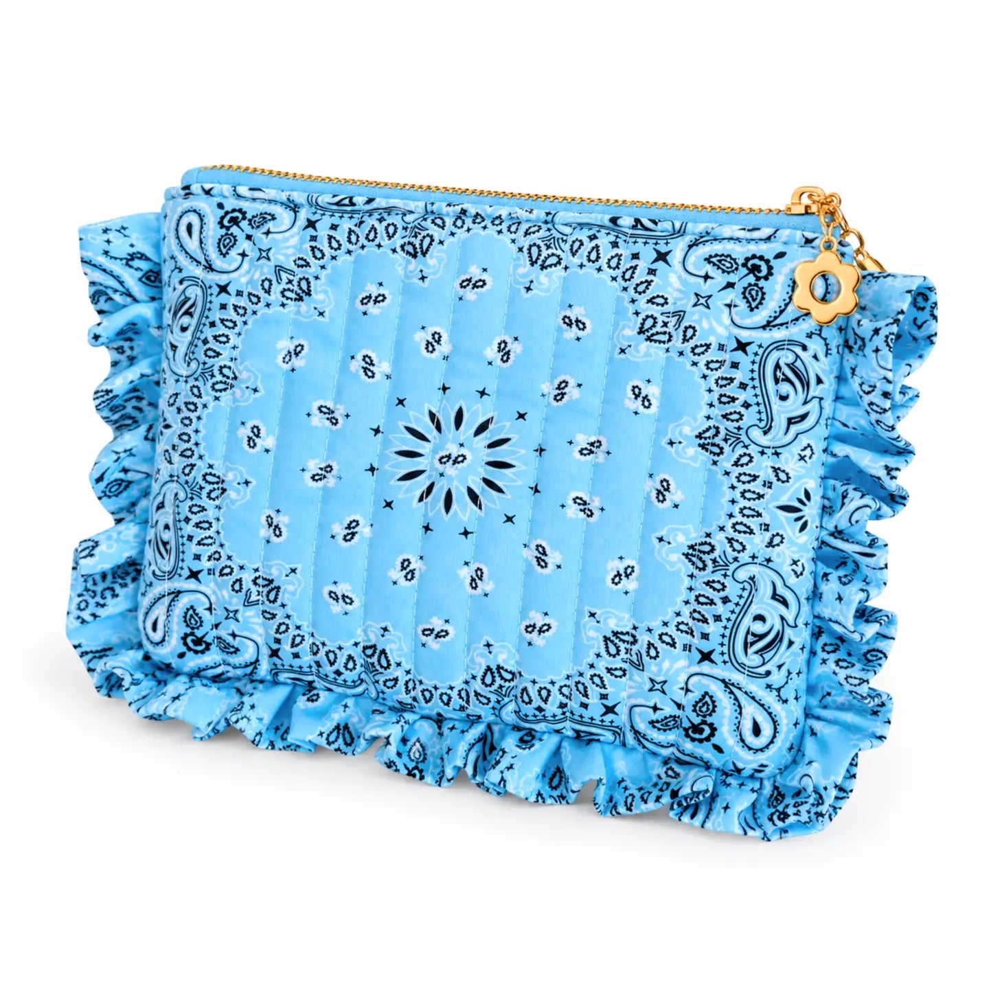 Bandana Ruffle Quilted Cosmetic Pouch
