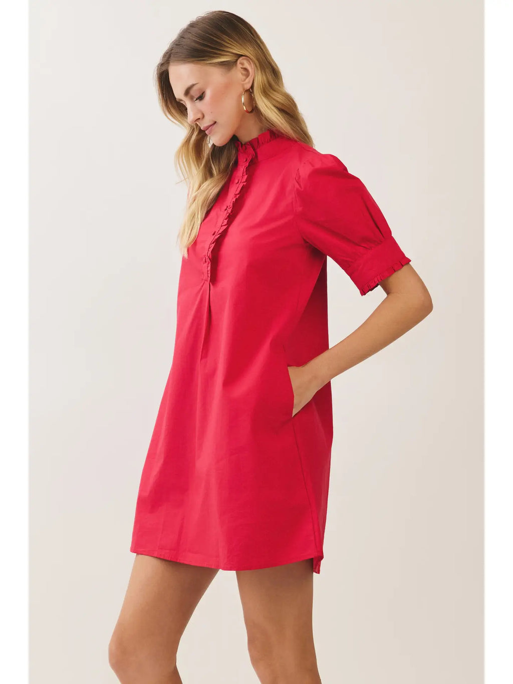 Rosa Ruffle Trim Puff Sleeve Mini Dress
