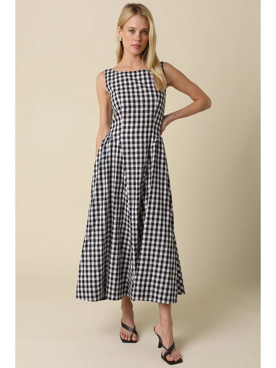 Lisa Gingham Sleeveless Maxi Dress