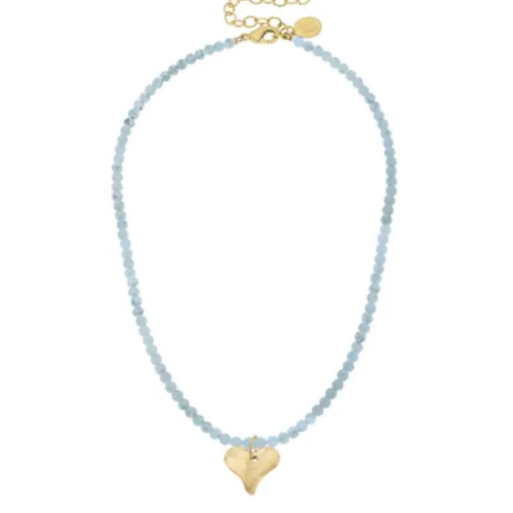 Gold Heart On Beaded Necklace