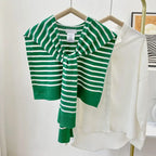 Cozy Knitted Striped Shawl Wrap