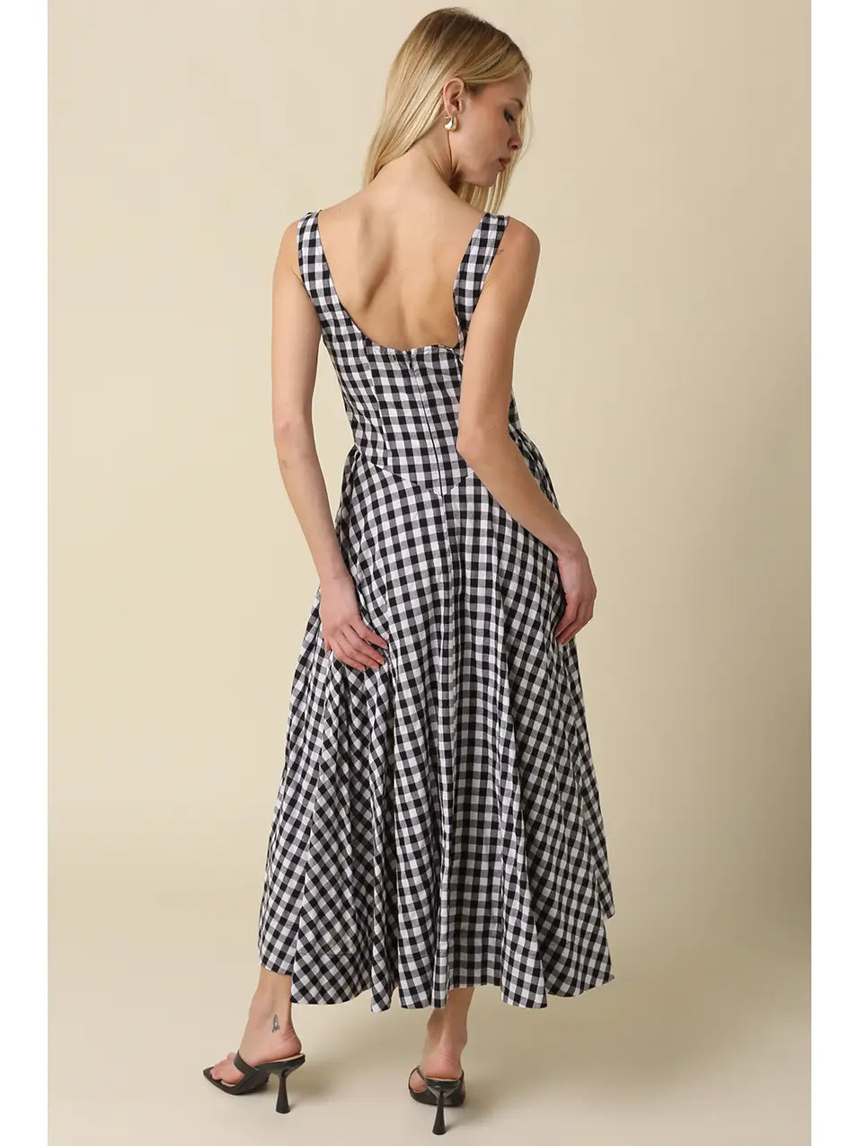 Lisa Gingham Sleeveless Maxi Dress