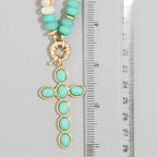 Grace Semi Precious Stone Cross Necklace