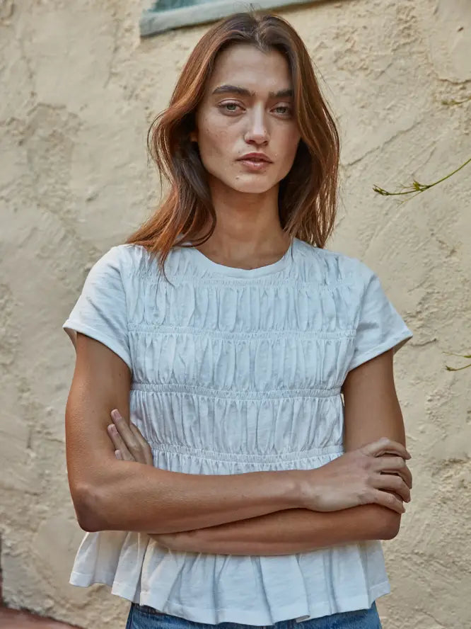 Morgan Woven Smocking Detail Top