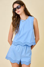Molly Scallop Contrast Stitch Top