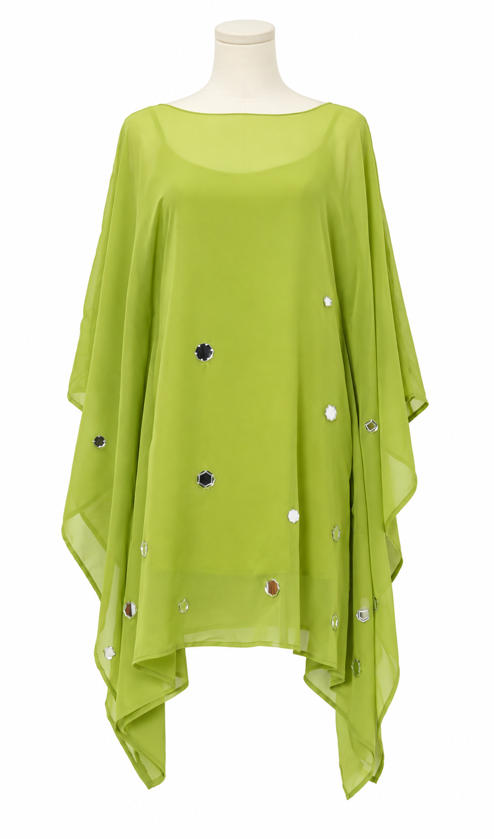 Sheer Mirror Accent Poncho Top