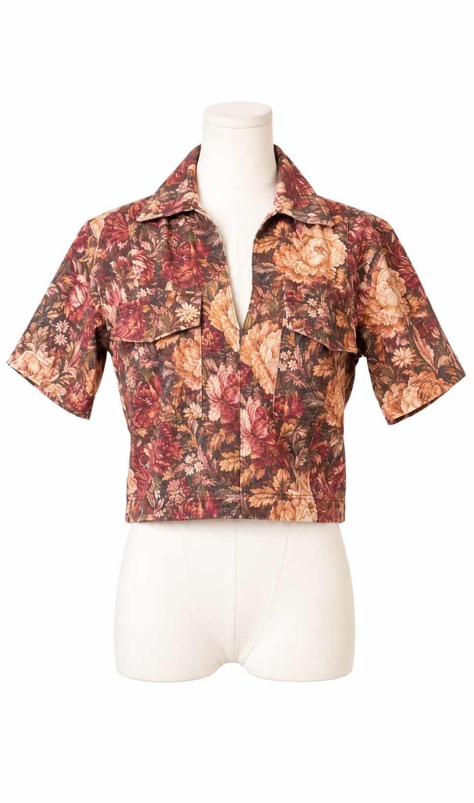 Floral Crop Button Shirt