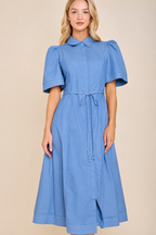 Althea Tie Waist Collar Dress