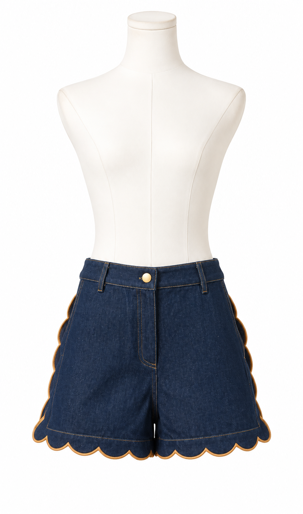 Scallop Trim Denim Shorts