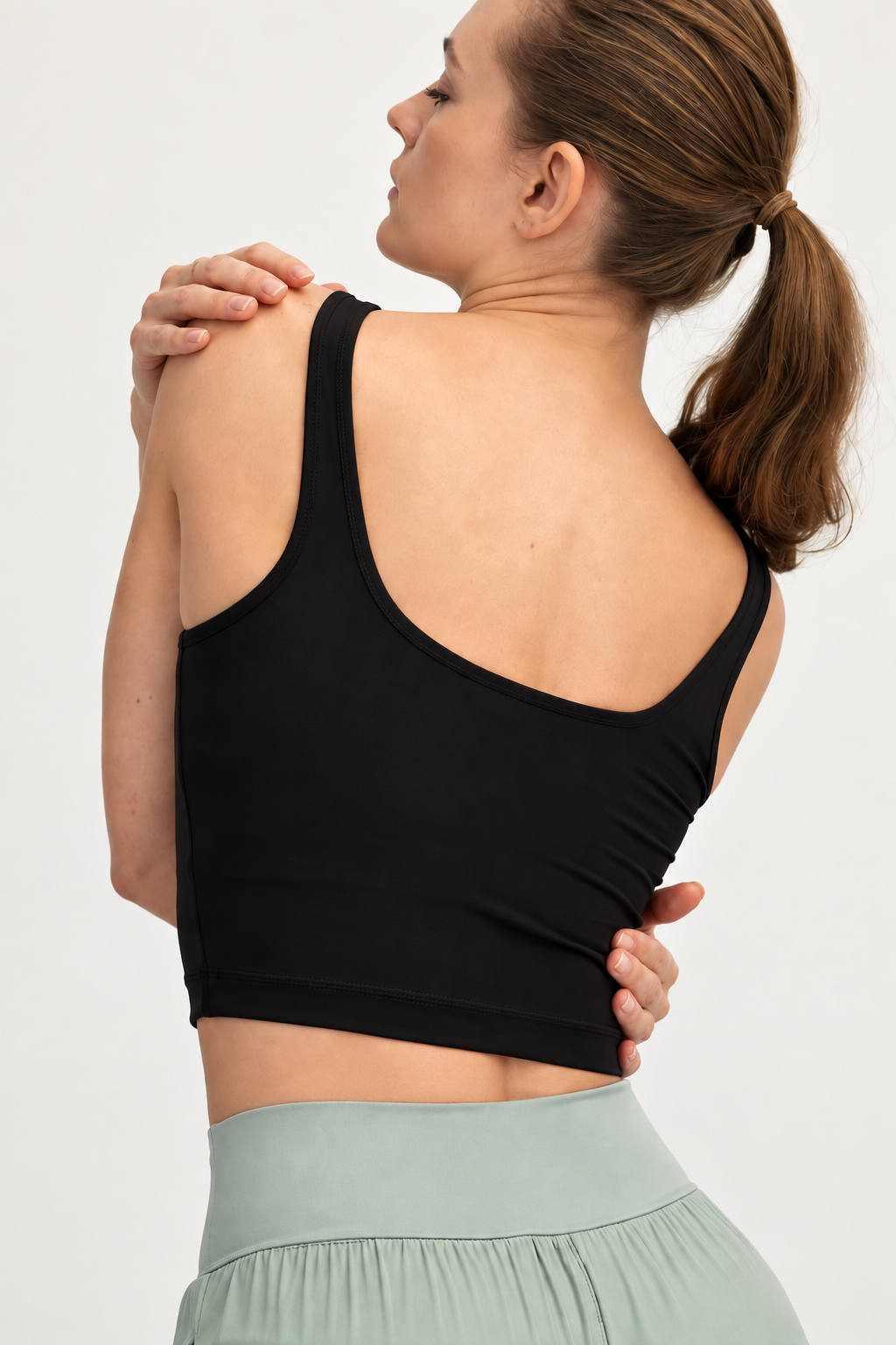Nylon Butter Square Neck Cropped Tank