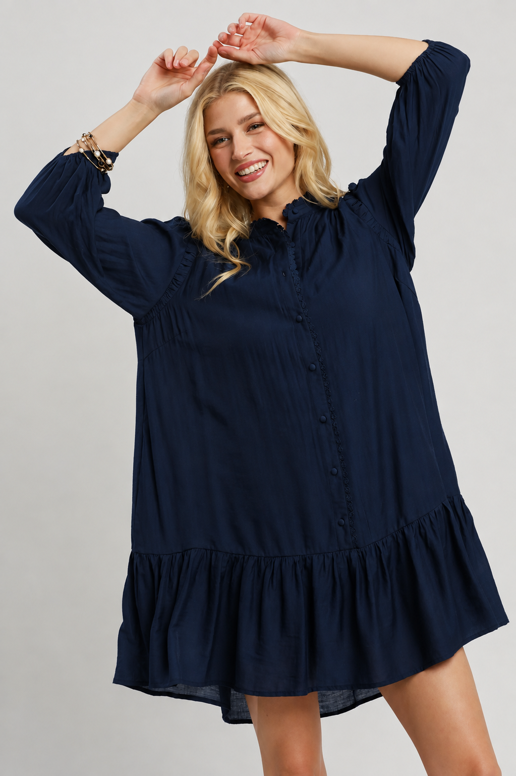 Emma Ruffle Trim Button Maxi Dress