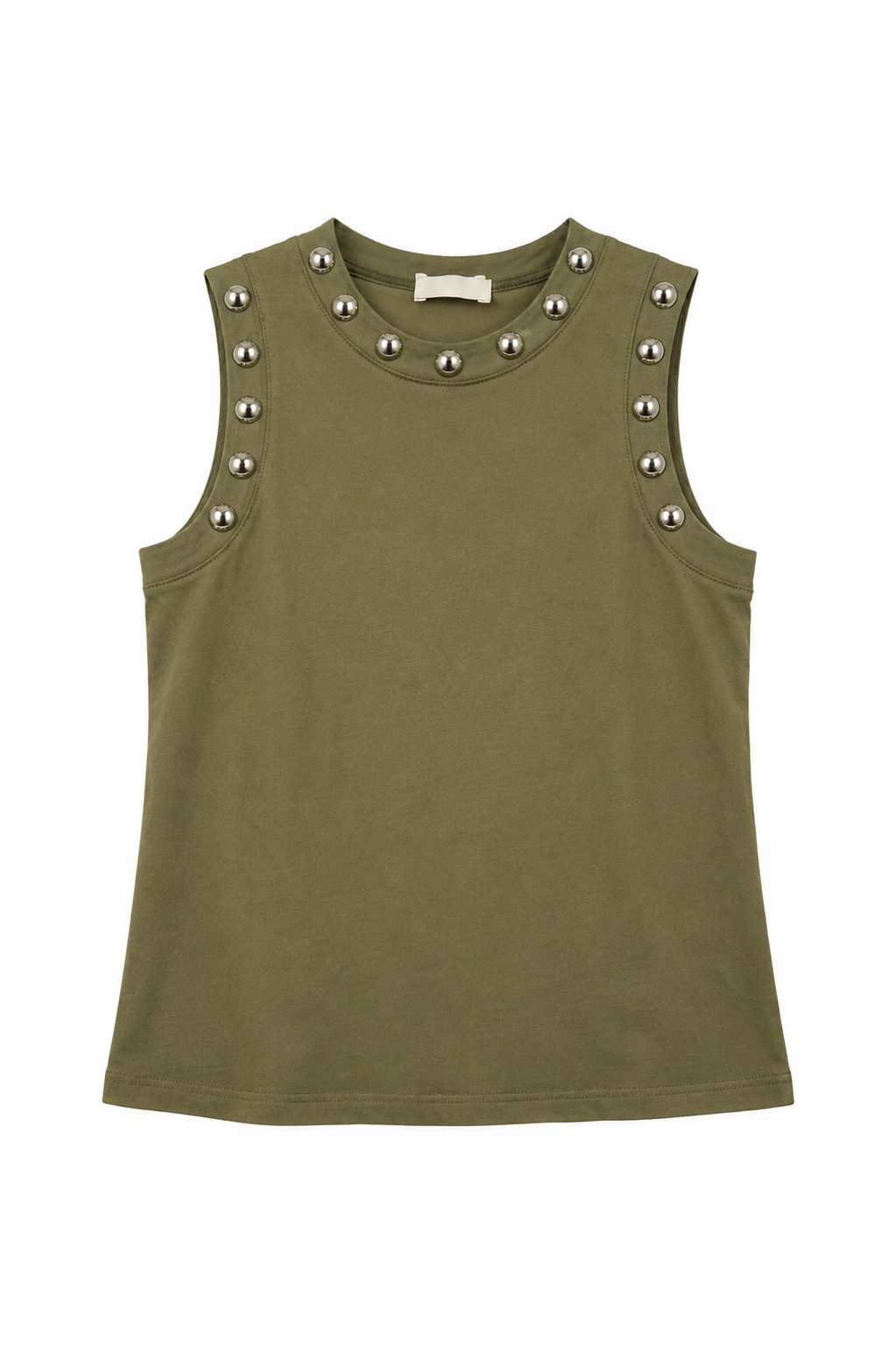 Studded Neckline Sleeveless Top