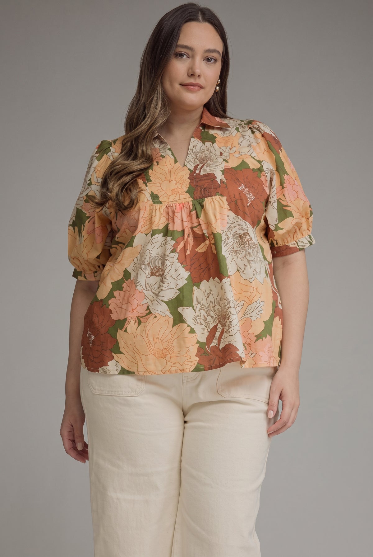 Beatrix Floral Empire-Waist Babydoll Top