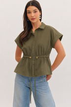 Camille Cinch Waist Button Down