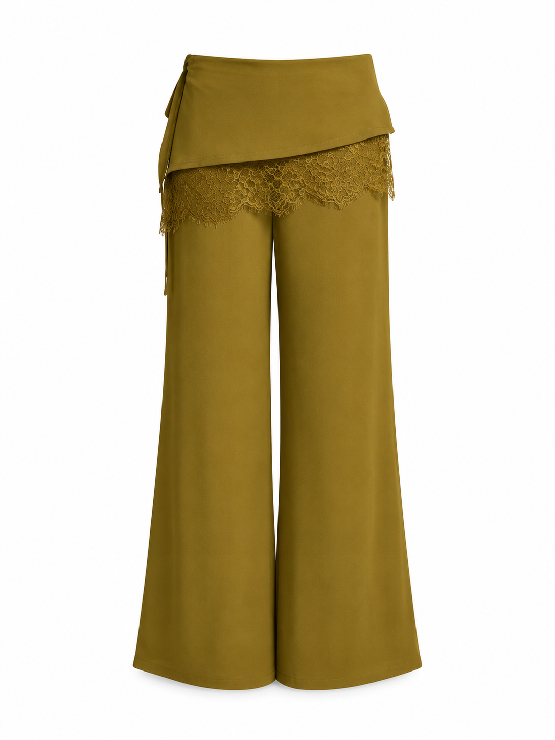 Olive Lace Detail Pants