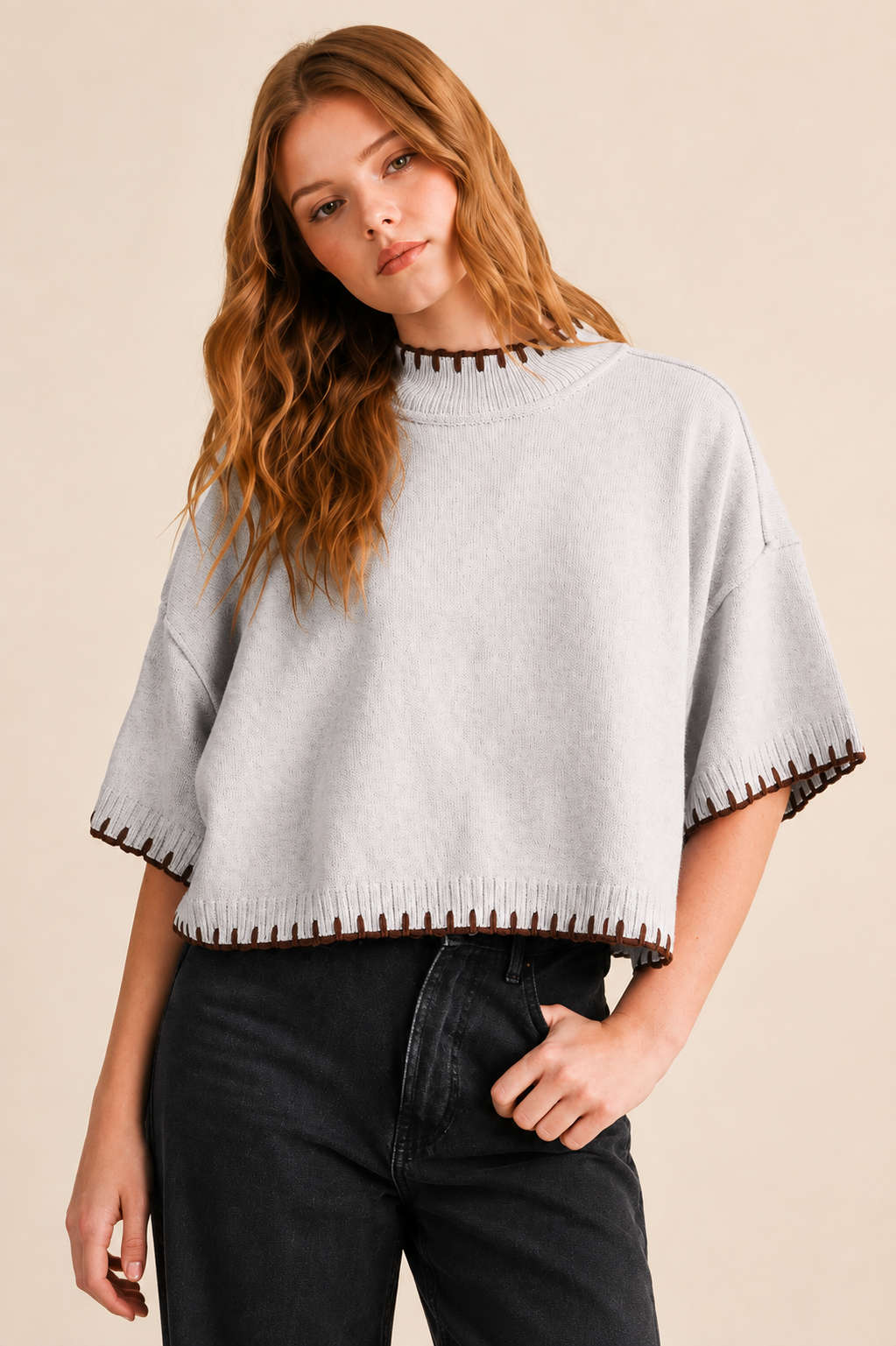 Mabel Stitch Edge Oversized Sweater
