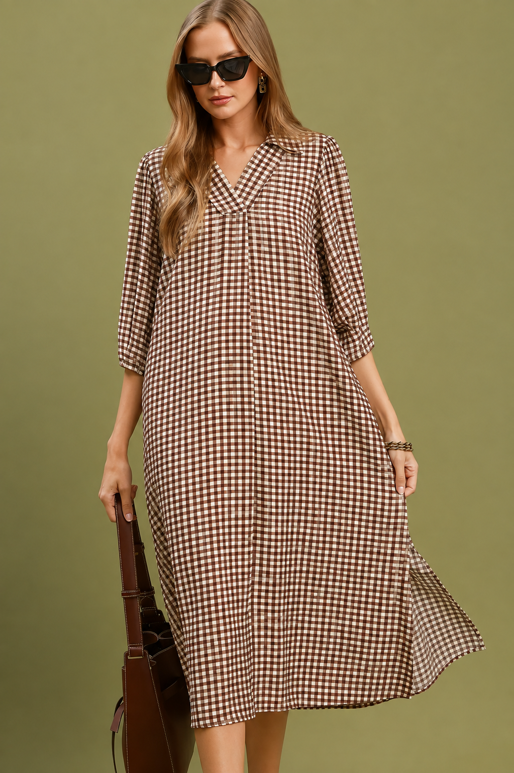 The Blakely Gingham Midi Dress
