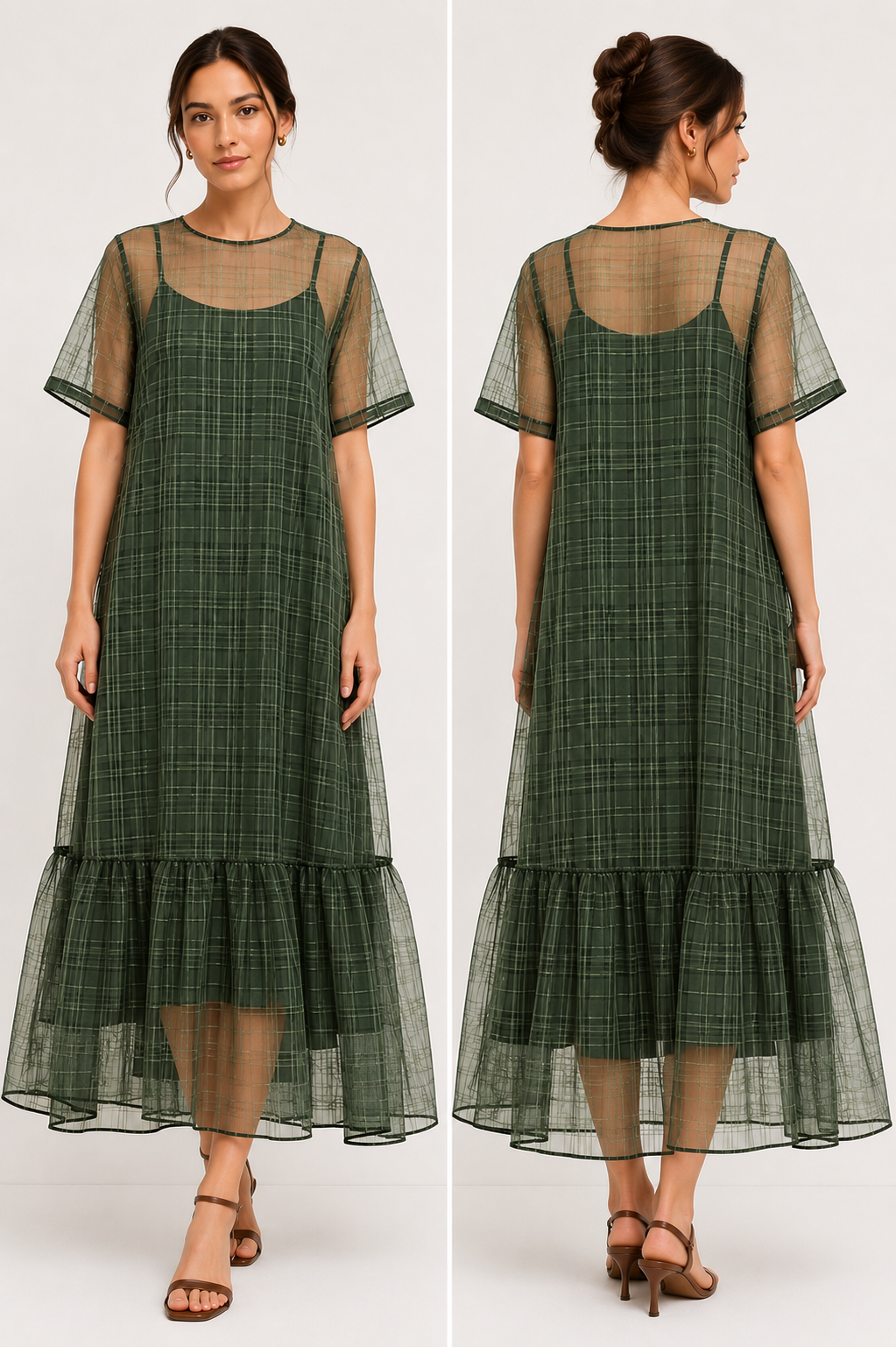 Clara Plaid Lace Dress