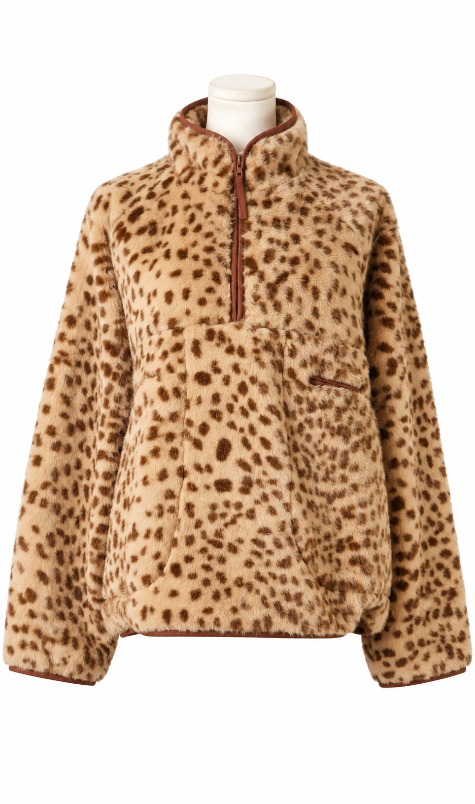 Soft Deer Print Plush Pullover