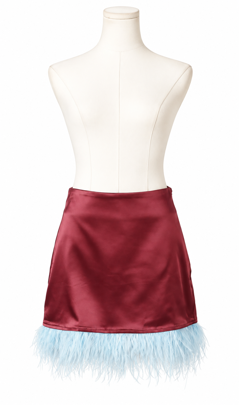 Feather Trim Satin Skirt