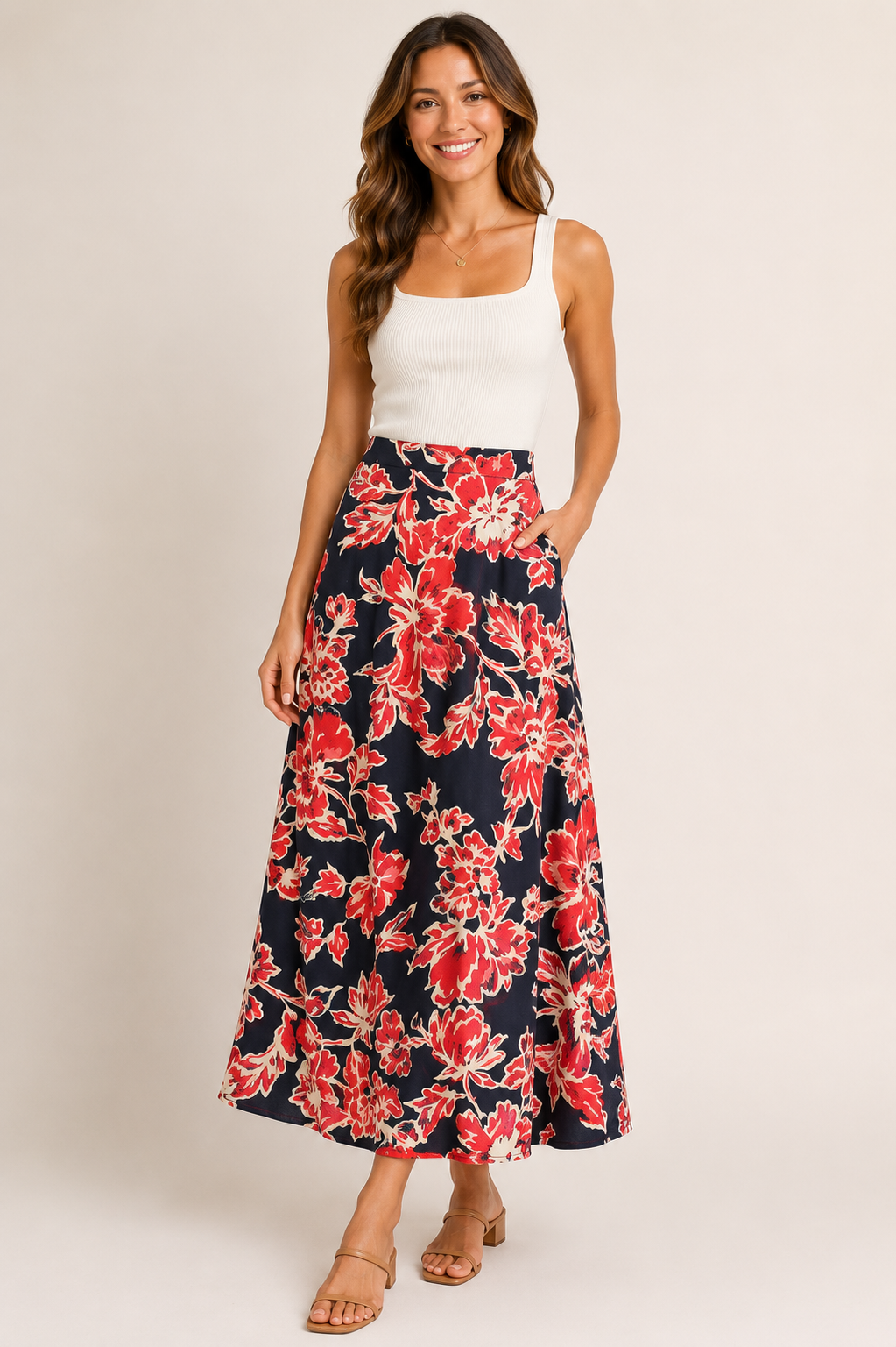 Solene Floral Midi Skirt