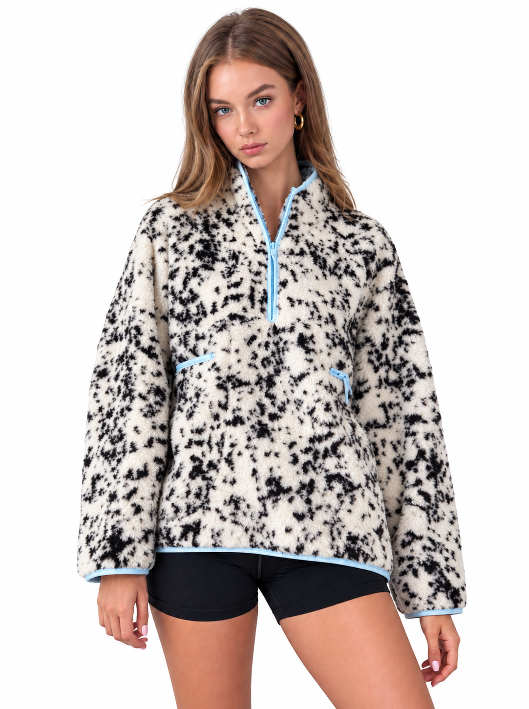 Rylee Printed Sherpa Half-Zip Jacket