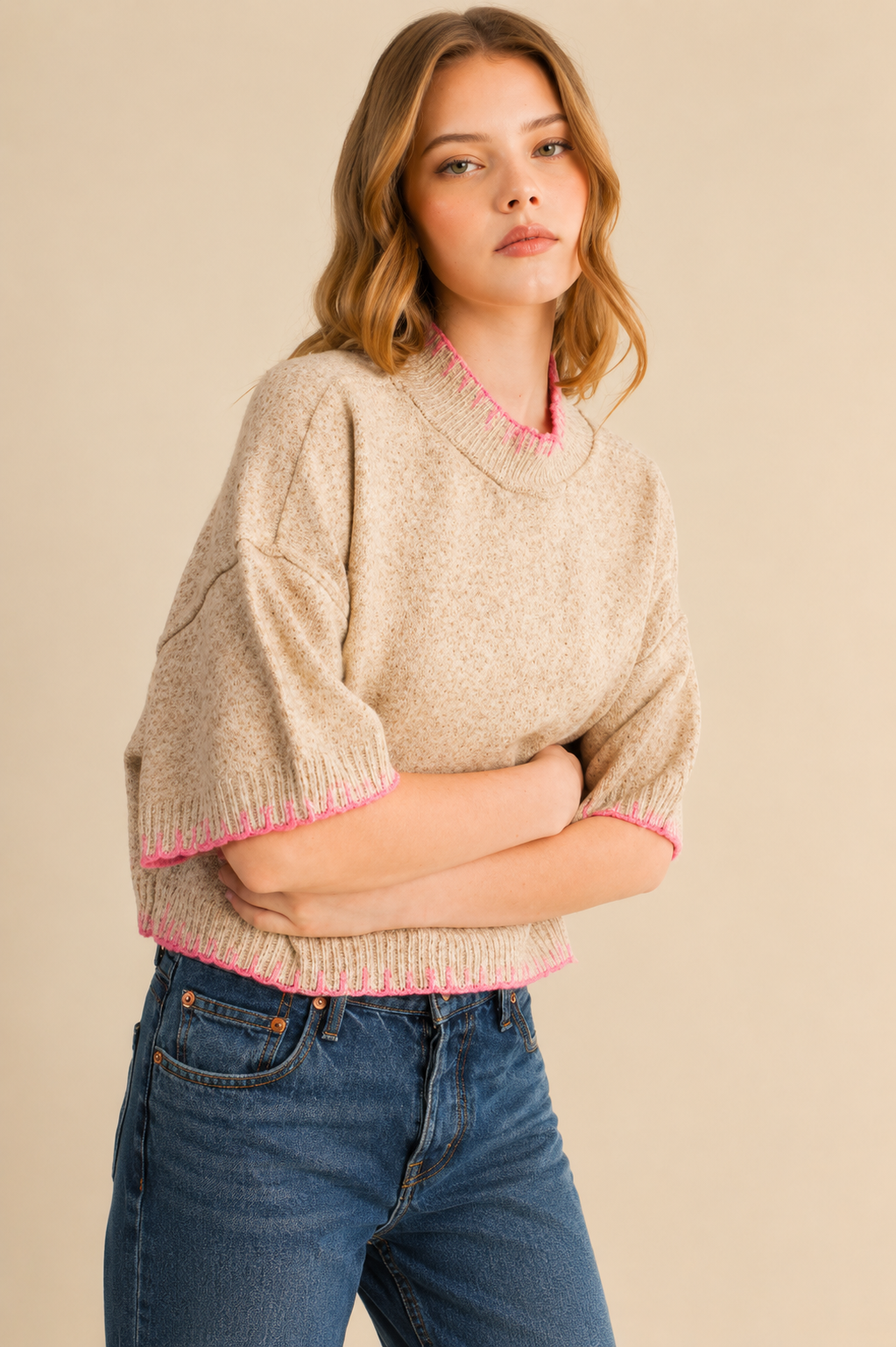 Mabel Stitch Edge Oversized Sweater