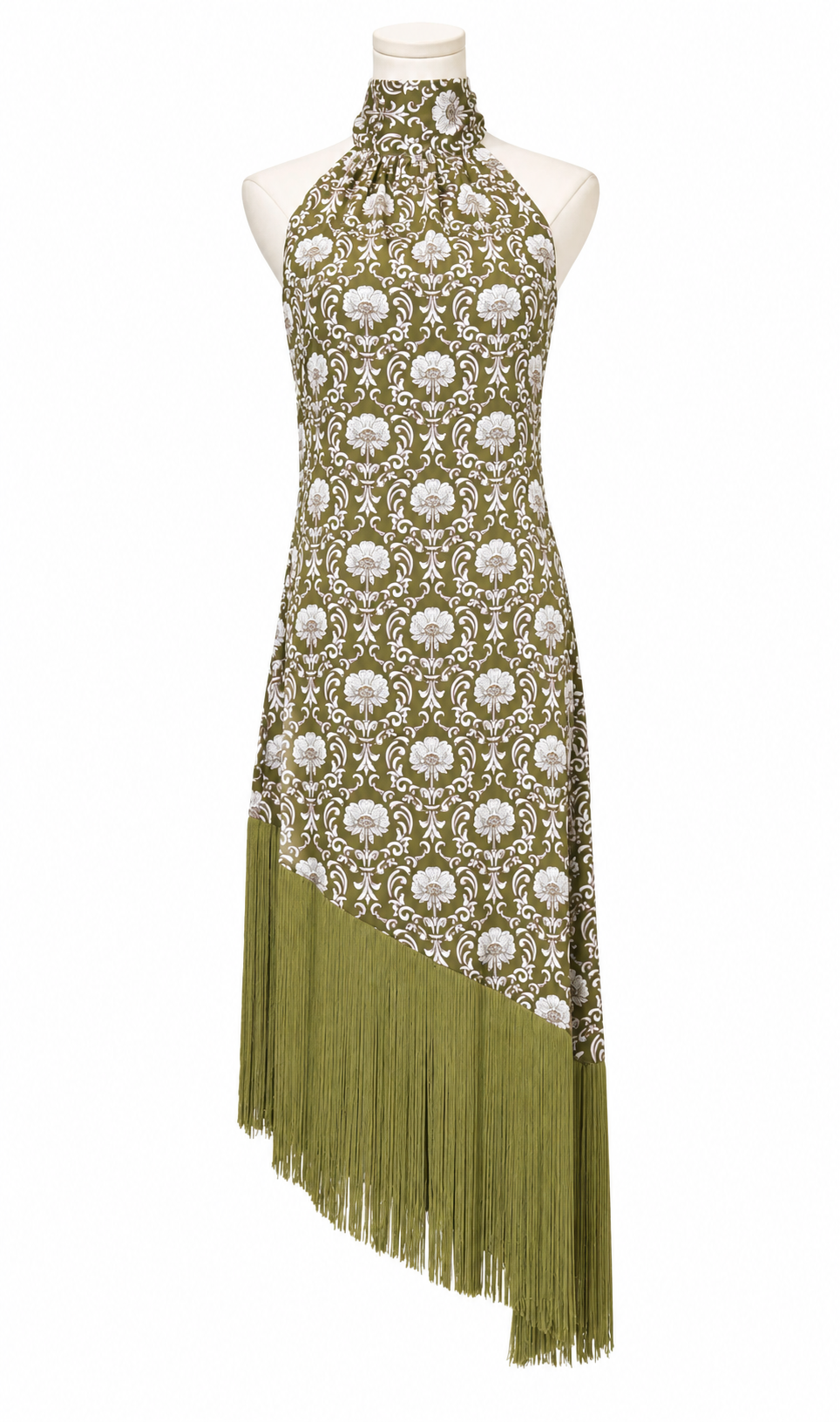 Soft Fringe Halter Midi Dress
