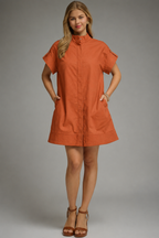 Abigail Shirt Dress in Rust