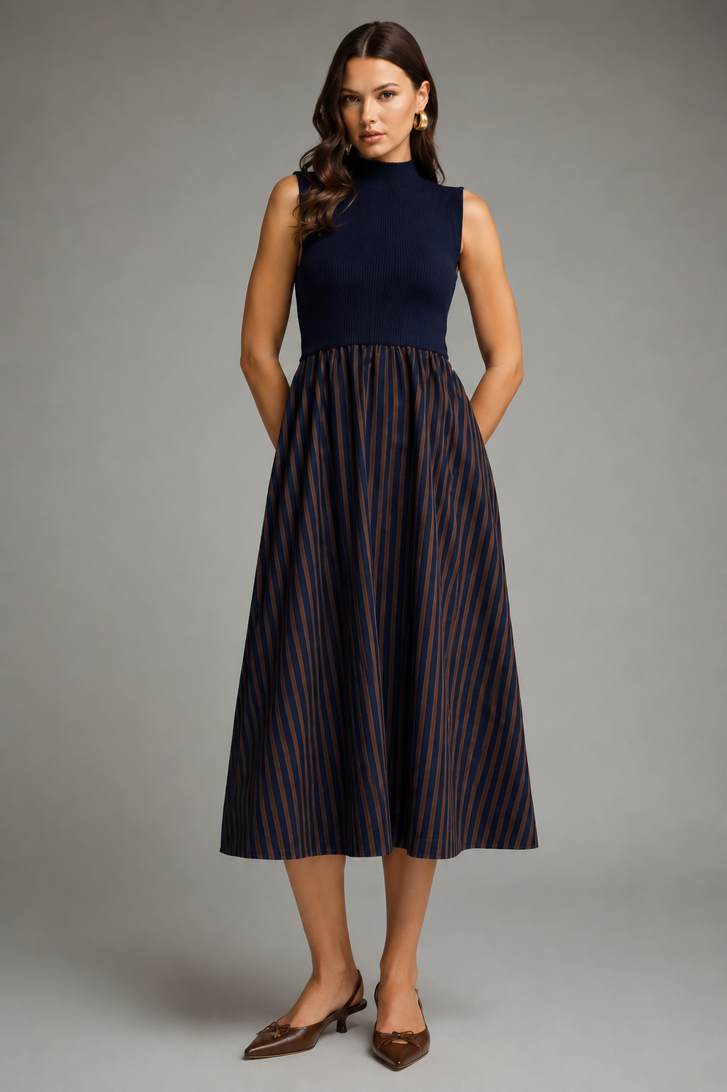 Indigo Stripe Midi Dress