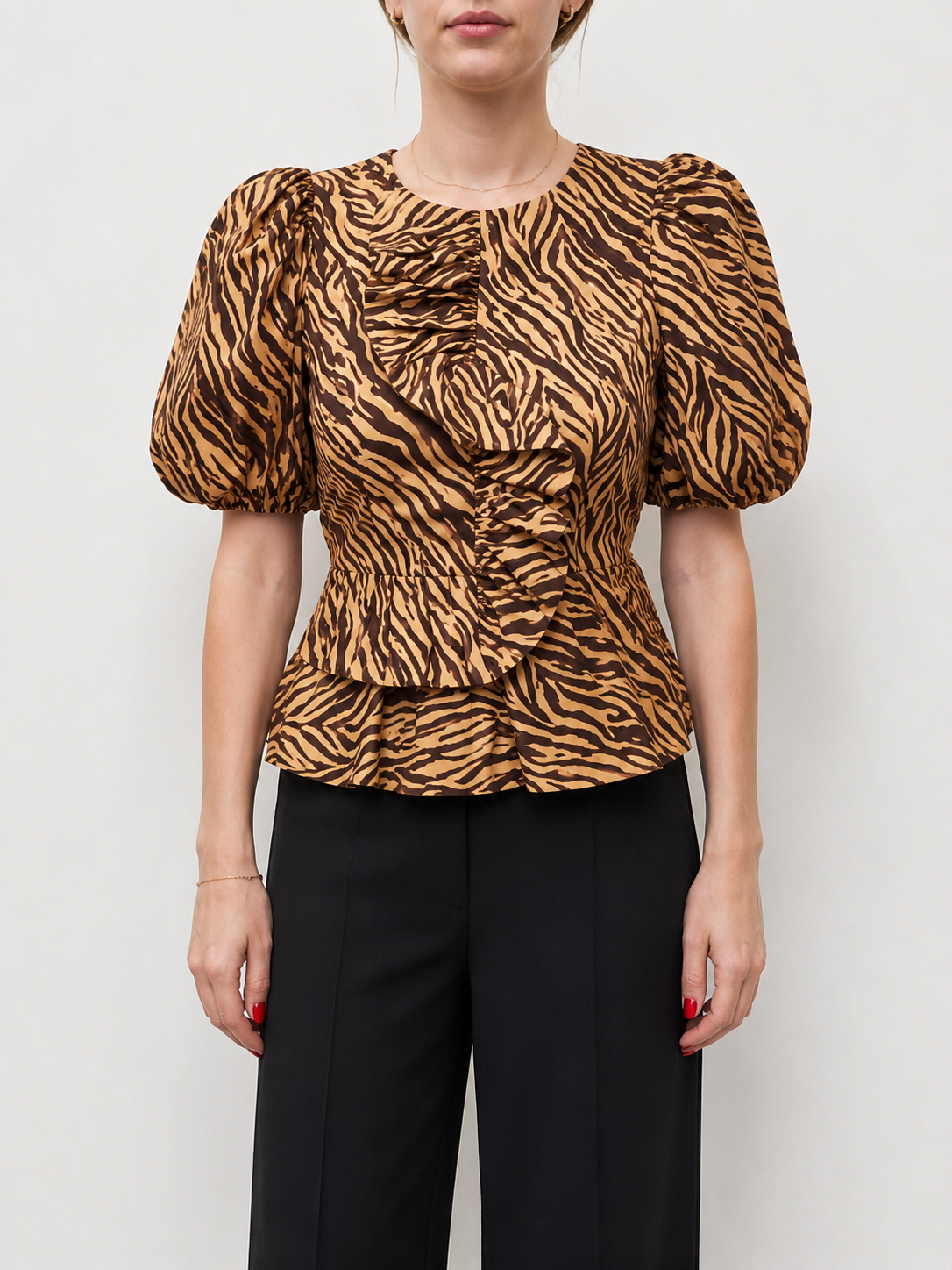 Daphne Zebra Ruffle Top