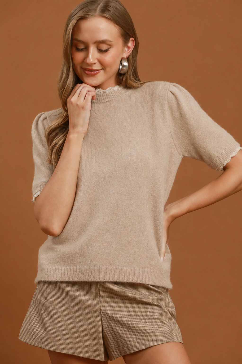 Lena Fuzzy Sleeve Top
