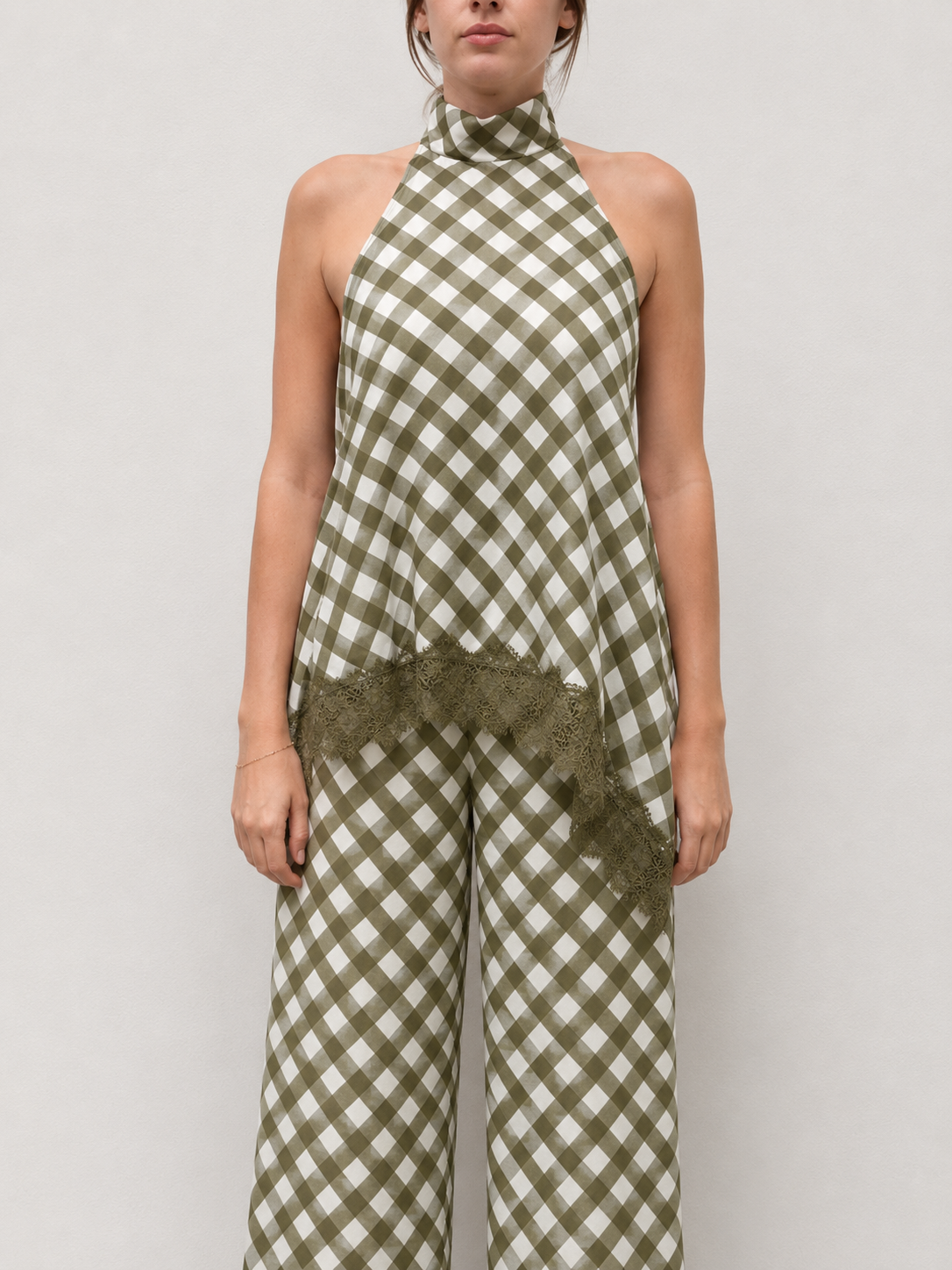 Corinne Check Lace Top