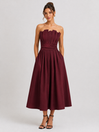 Evelina Pleated Midi Dress