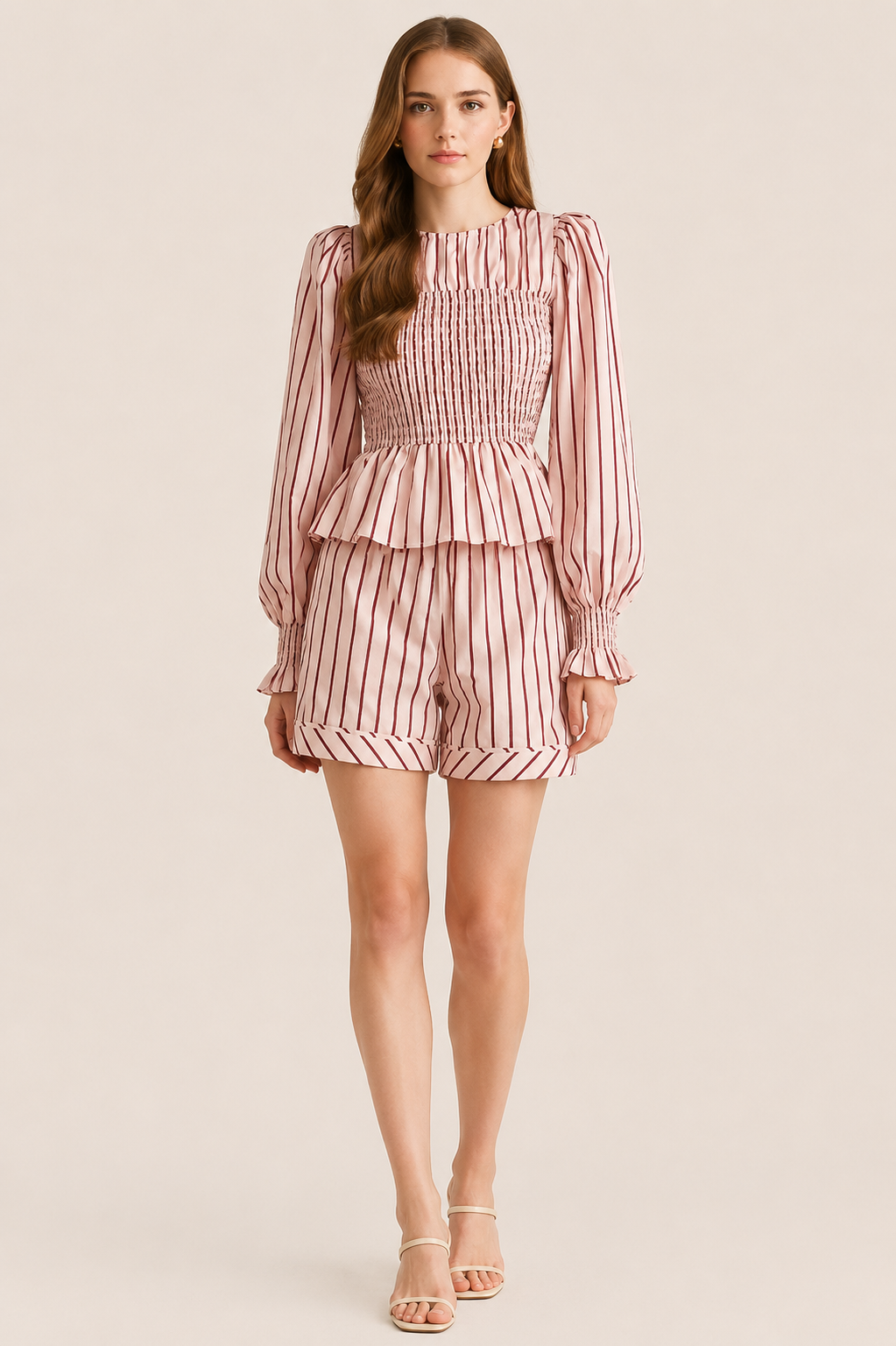 Livia Smocked Peplum Sleeve Top
