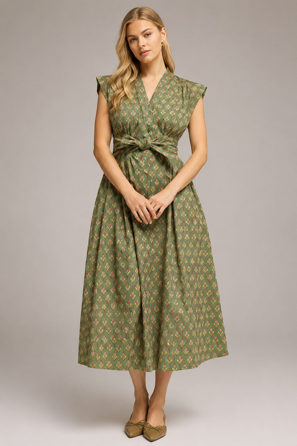 Thalia Sash Flare Midi Dress